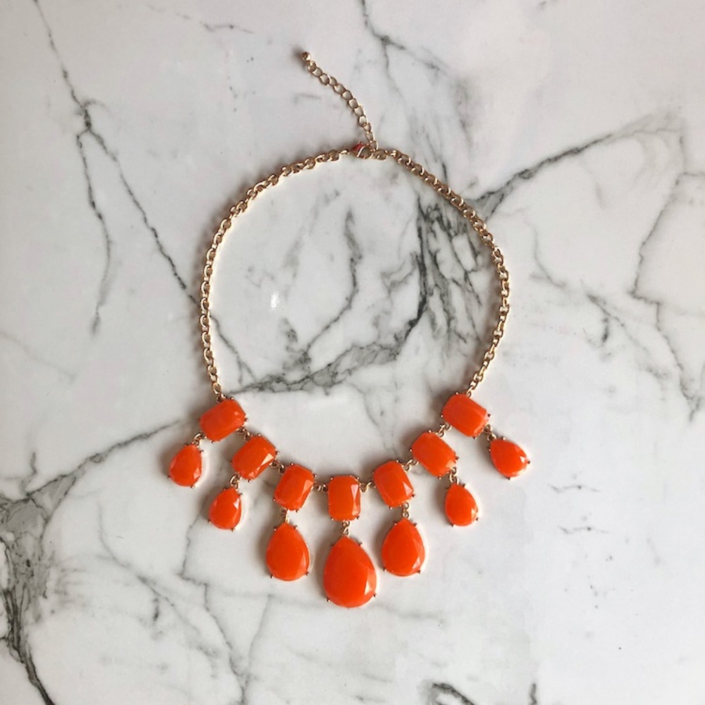 Orange and Gold Statement Necklace